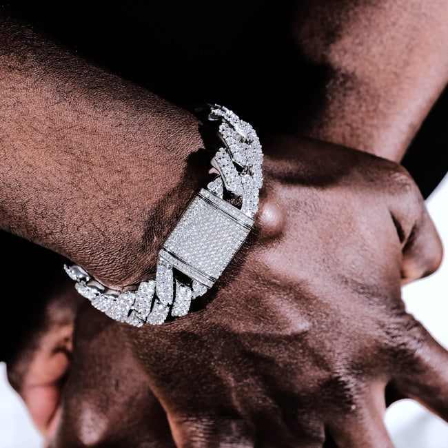 19MM 2-Row Iced Prong Cuban Bracelet Hover Image