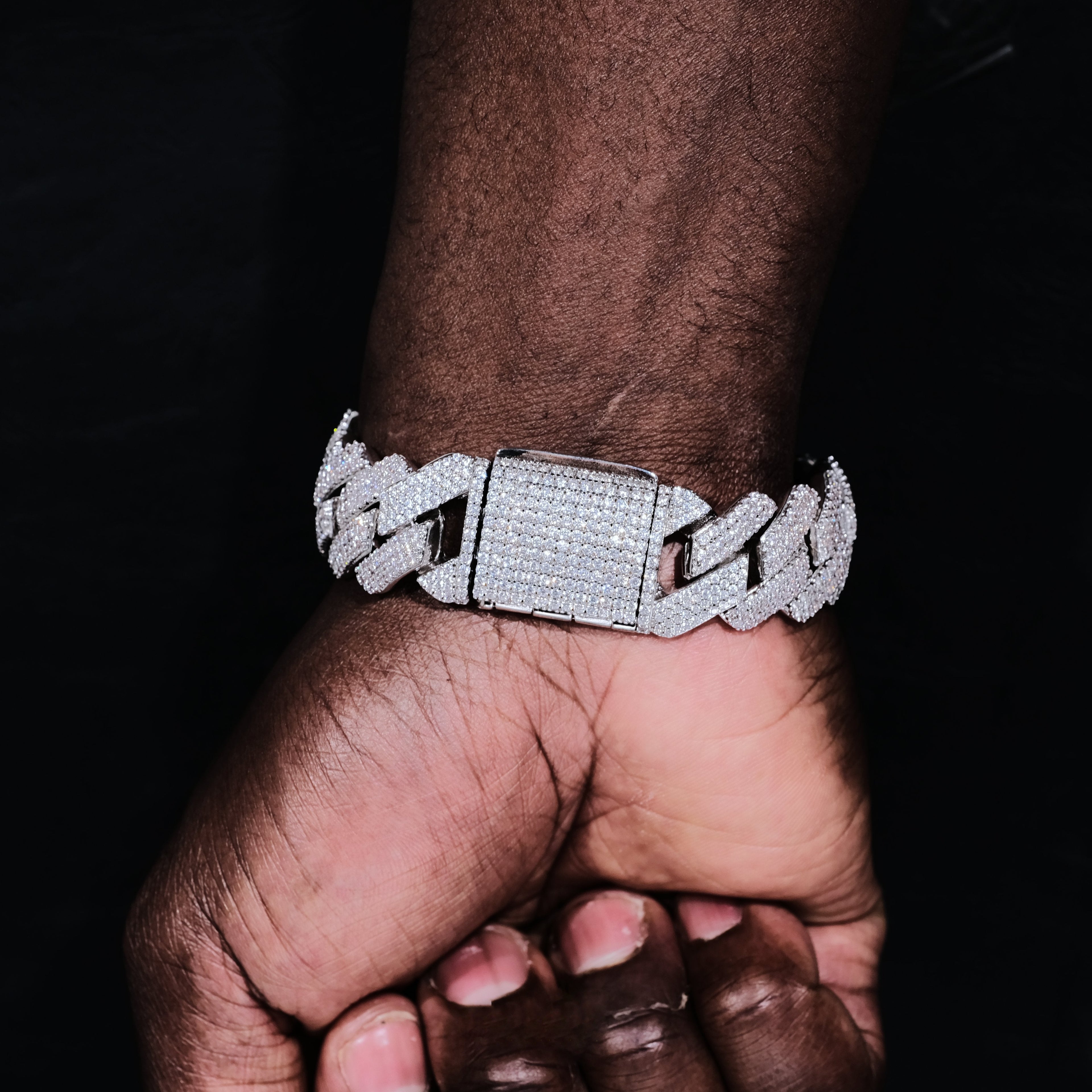 19MM 3Row Prong Cuban Link Necklace + Bracelet Bundle In WhiteGold