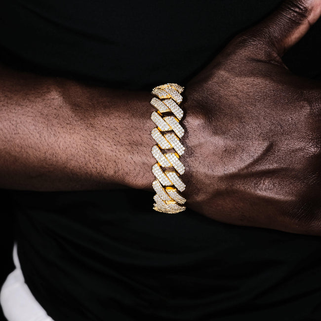 19mm Diamond Prong Cuban Bracelet in 18K Gold Main Image