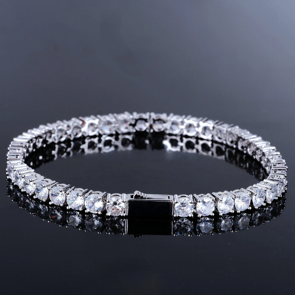 Two-tone 4mm Iced Yellow Gold-Plated CZ Cuban Link Bracelet