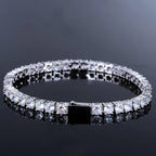 Two-tone 4mm Iced Yellow Gold-Plated CZ Cuban Link Bracelet