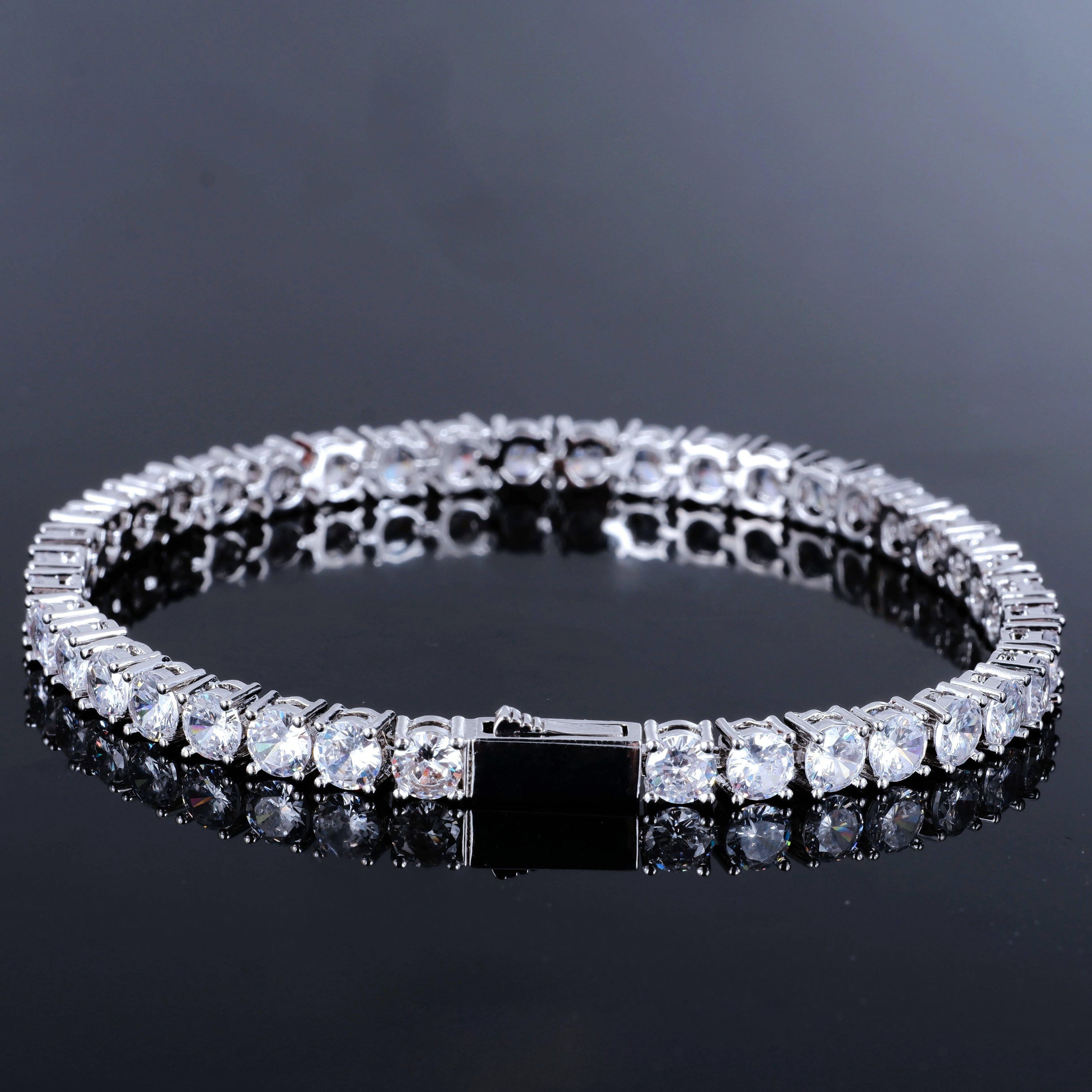 Two-tone 4mm Iced Yellow Gold-Plated CZ Cuban Link Bracelet