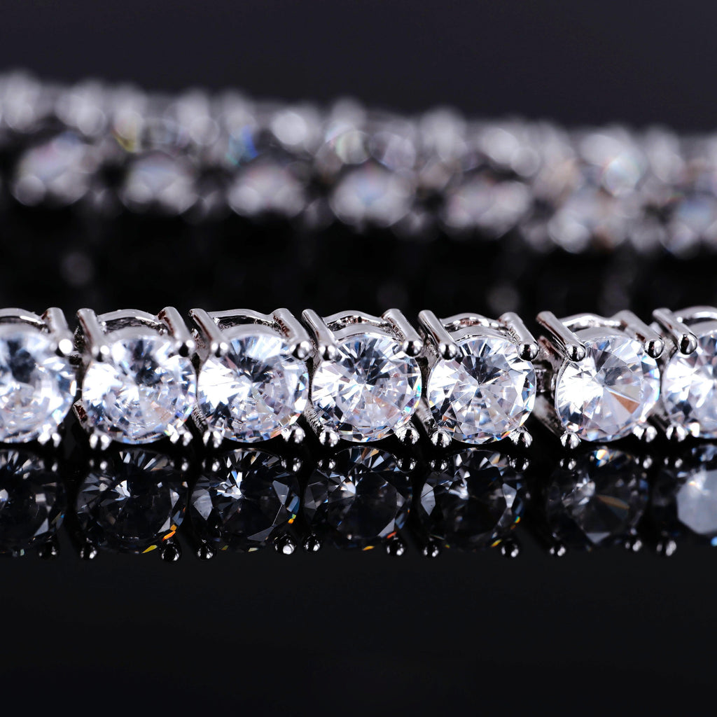 Two-tone 4mm Iced Yellow Gold-Plated CZ Cuban Link Bracelet