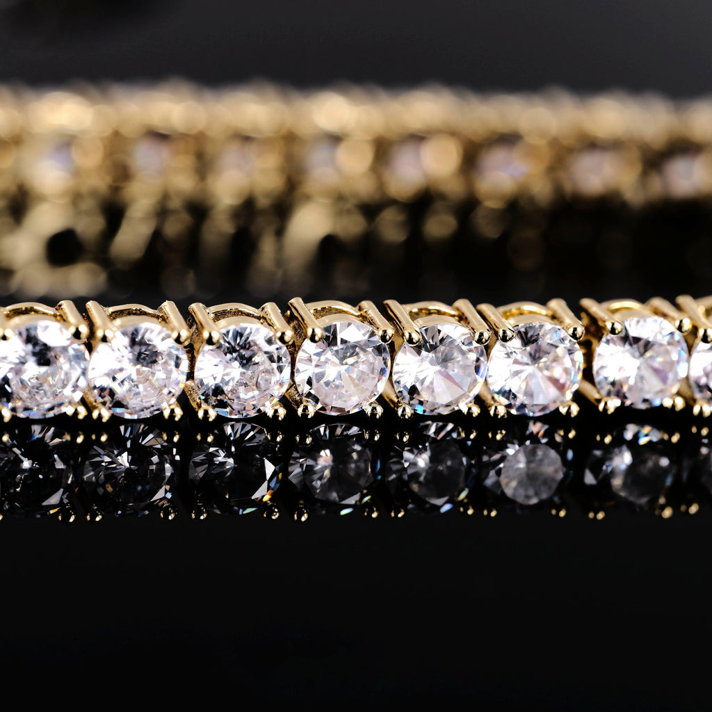 18k Gold-Plated  5mm AAA CZ Hip Hop Tennis Chain # Tennis Bracelet