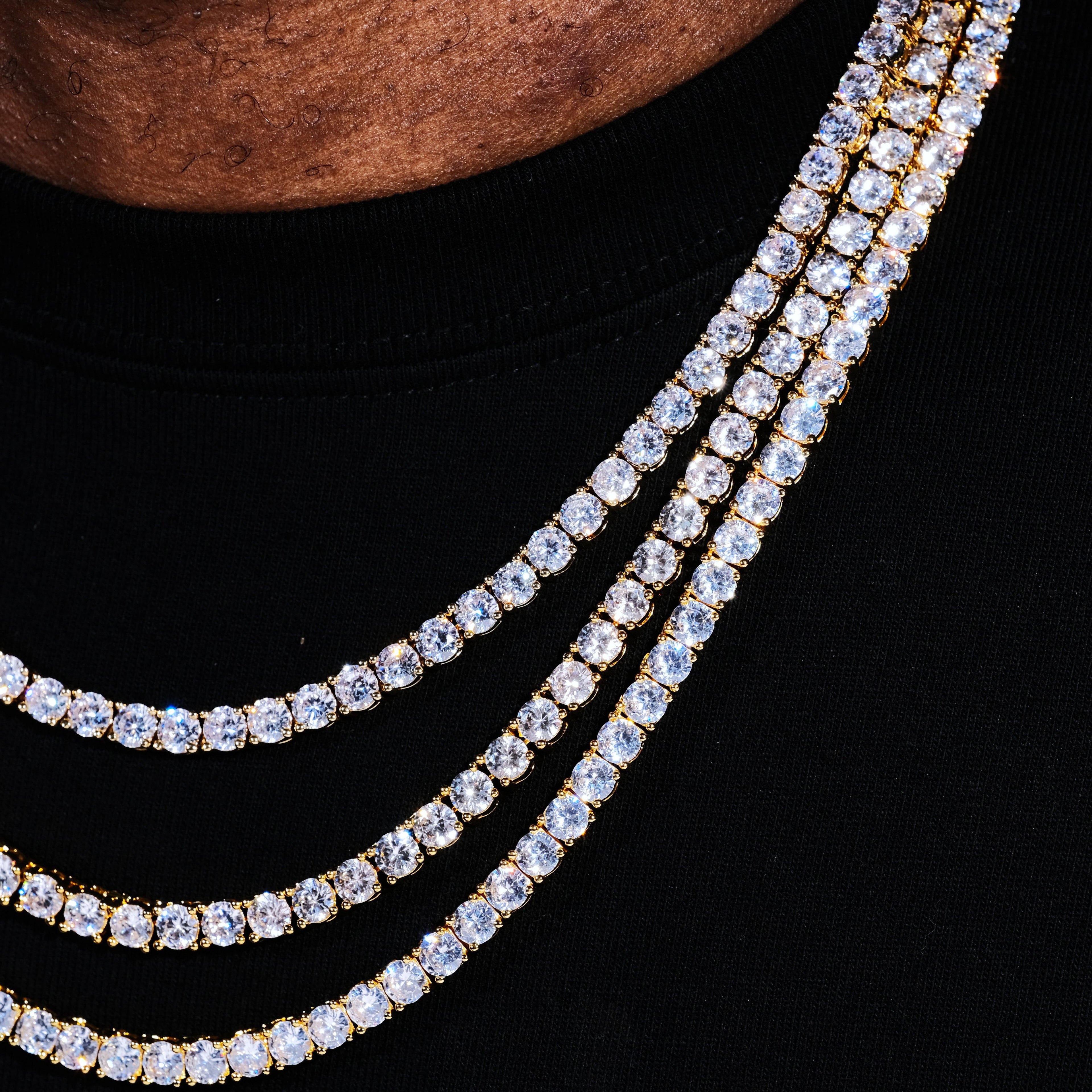 5mm 18K Gold-Plated Iced BlingBling Tennis Chain