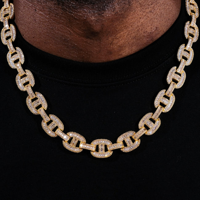 15mm Baguette Mariner Chain 18k Gold Hover Image