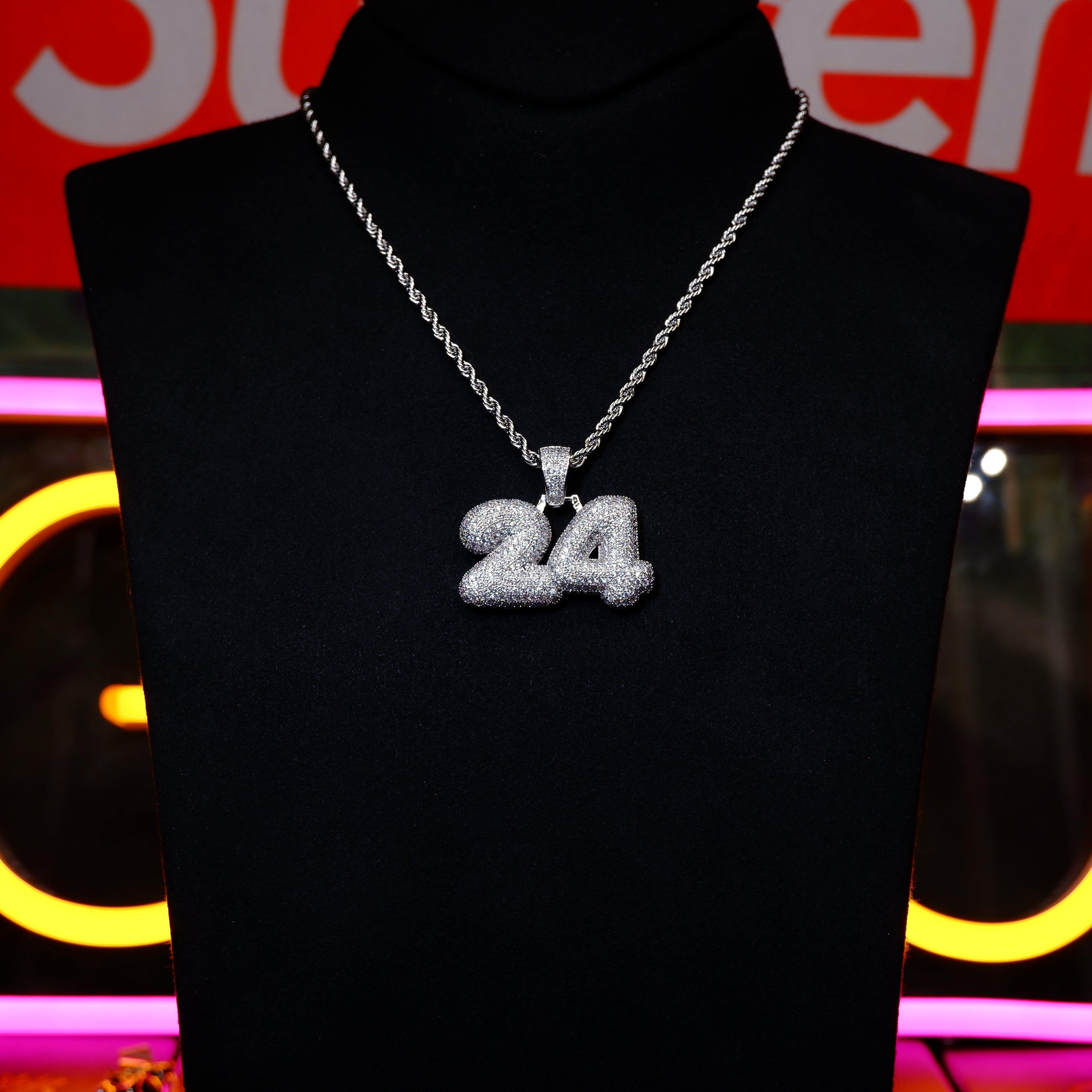 NEW ARRIVAL! 18K Yellow Gold-Plated AAA CZ 24 Digital Pendant
