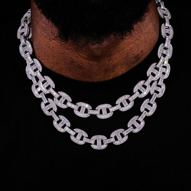 15mm Baguette Mariner Chain White Gold Hover Image