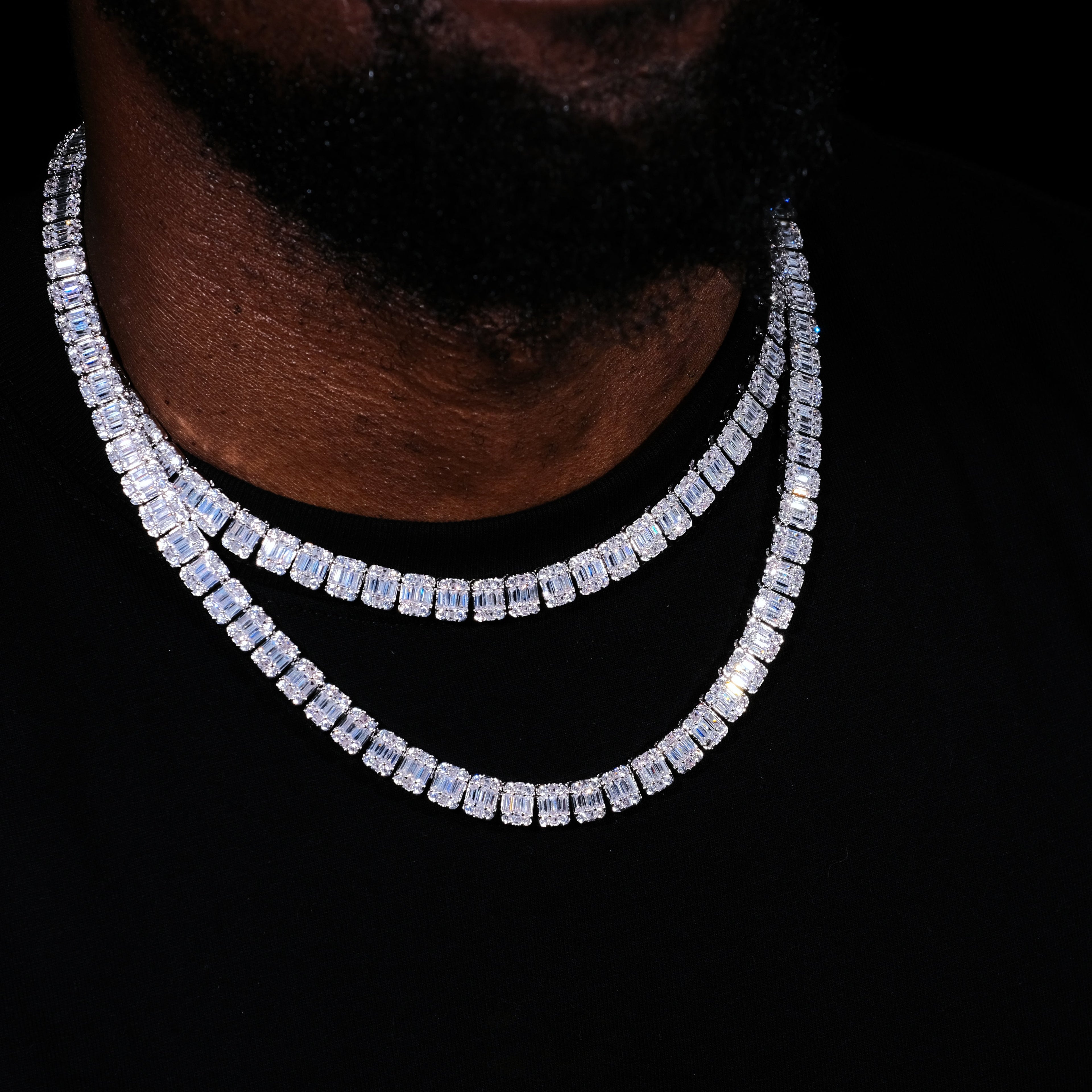 8mm Iced Square Baguette Tennis Chain
