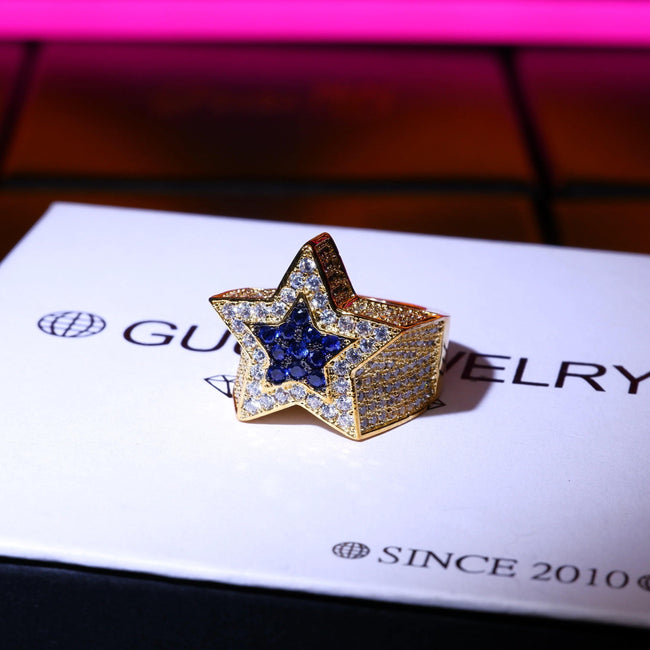 CZ Gold-Plated Copper Five-pointed Star Ring Hover Image