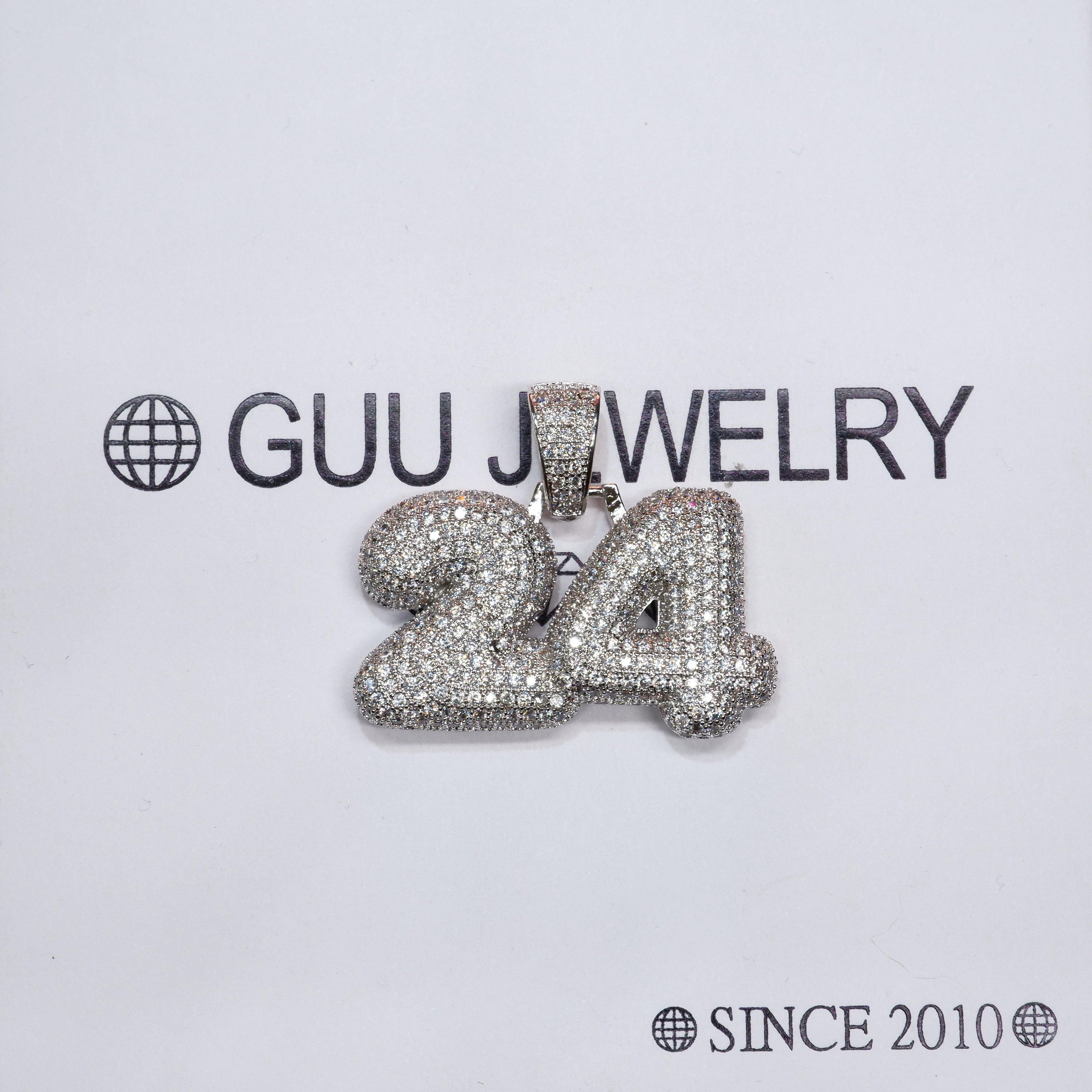 NEW ARRIVAL! 18K Yellow Gold-Plated AAA CZ 24 Digital Pendant