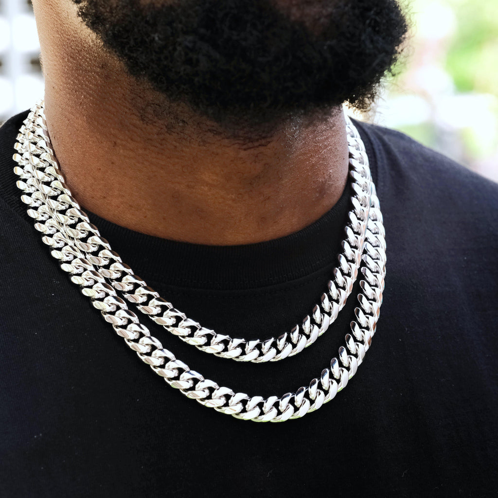 [Box Clasp]12mm Classic Miami Cuban White Gold