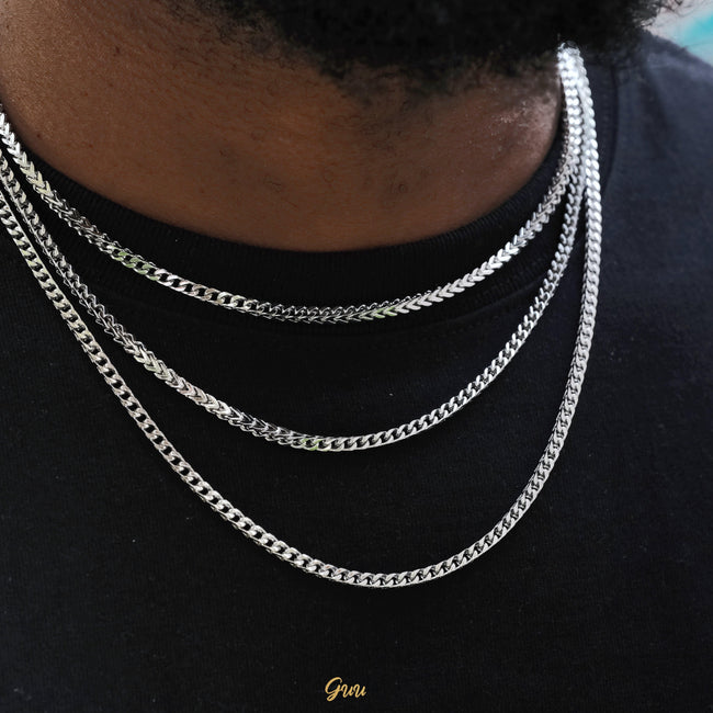 3mm Franco Link Chain White Gold Main Image