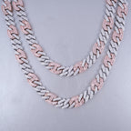 Iced Prong Link Choker (12mm) in White&Pink