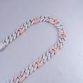 Iced Prong Link Choker (12mm) in White&Pink