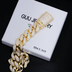 Iced Cuban Link Bracelet (19mm) in Yellow Gold