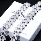 Iced Cuban Link Bracelet (19mm) in White Gold