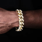 Iced Cuban Link Bracelet (19mm) in Yellow Gold