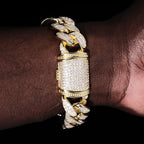 Iced Cuban Link Bracelet (19mm) in Yellow Gold