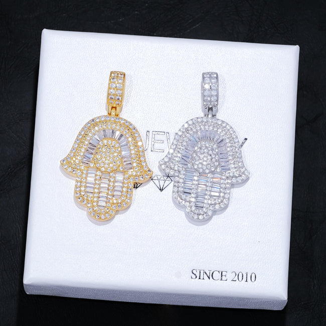 Baguette Hamsa Hand Pendant Hover Image
