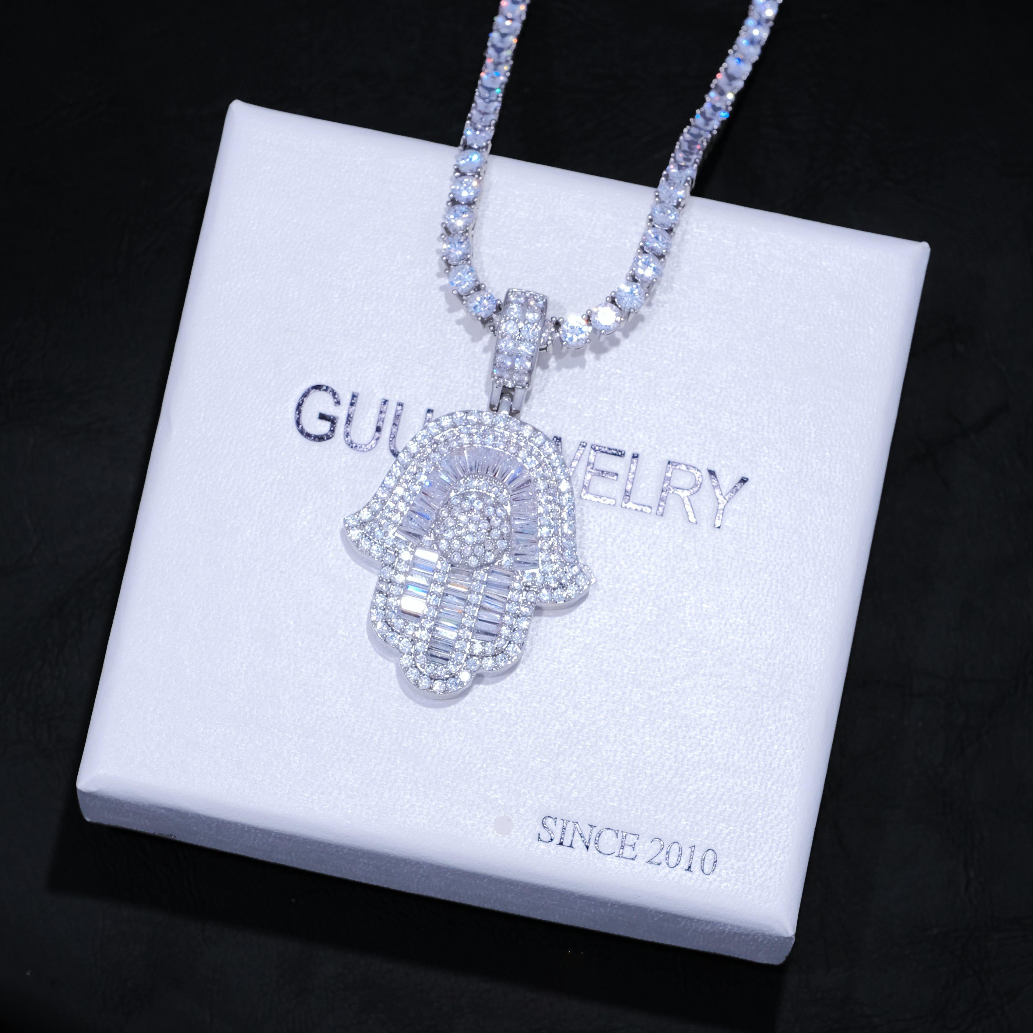 Baguette Hamsa Hand Pendant