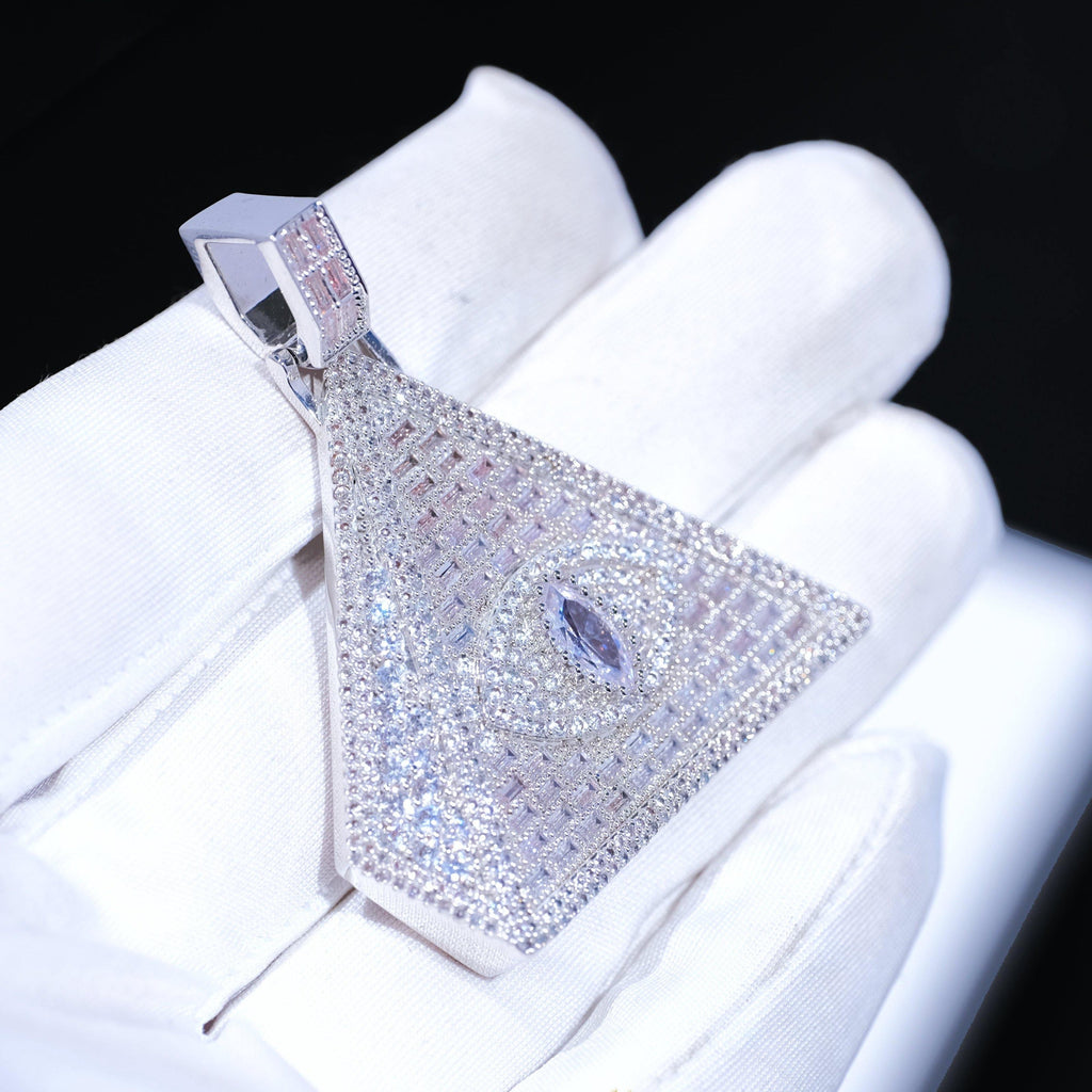 Baguette Pyramid Pendant White Gold