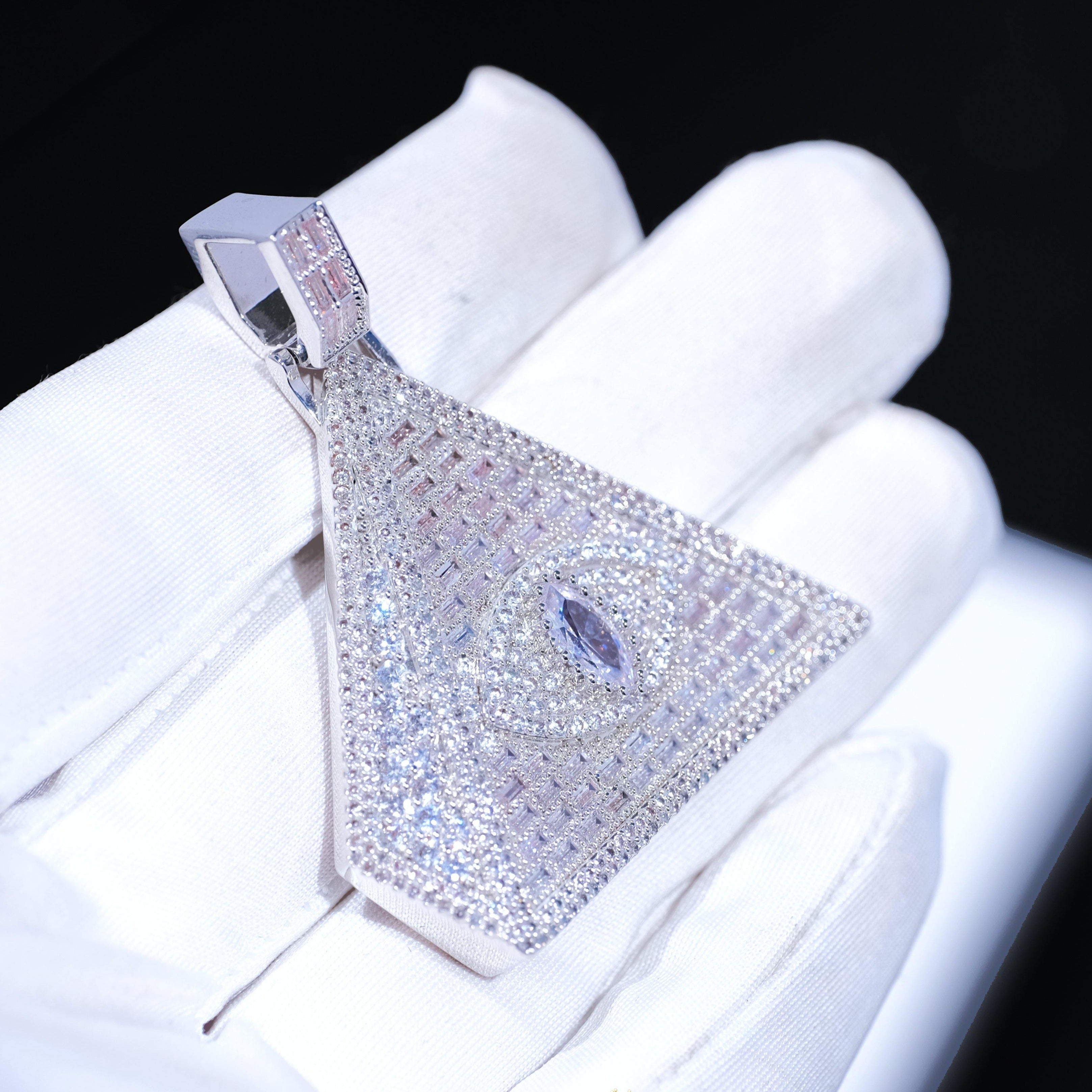 Baguette Pyramid Pendant White Gold