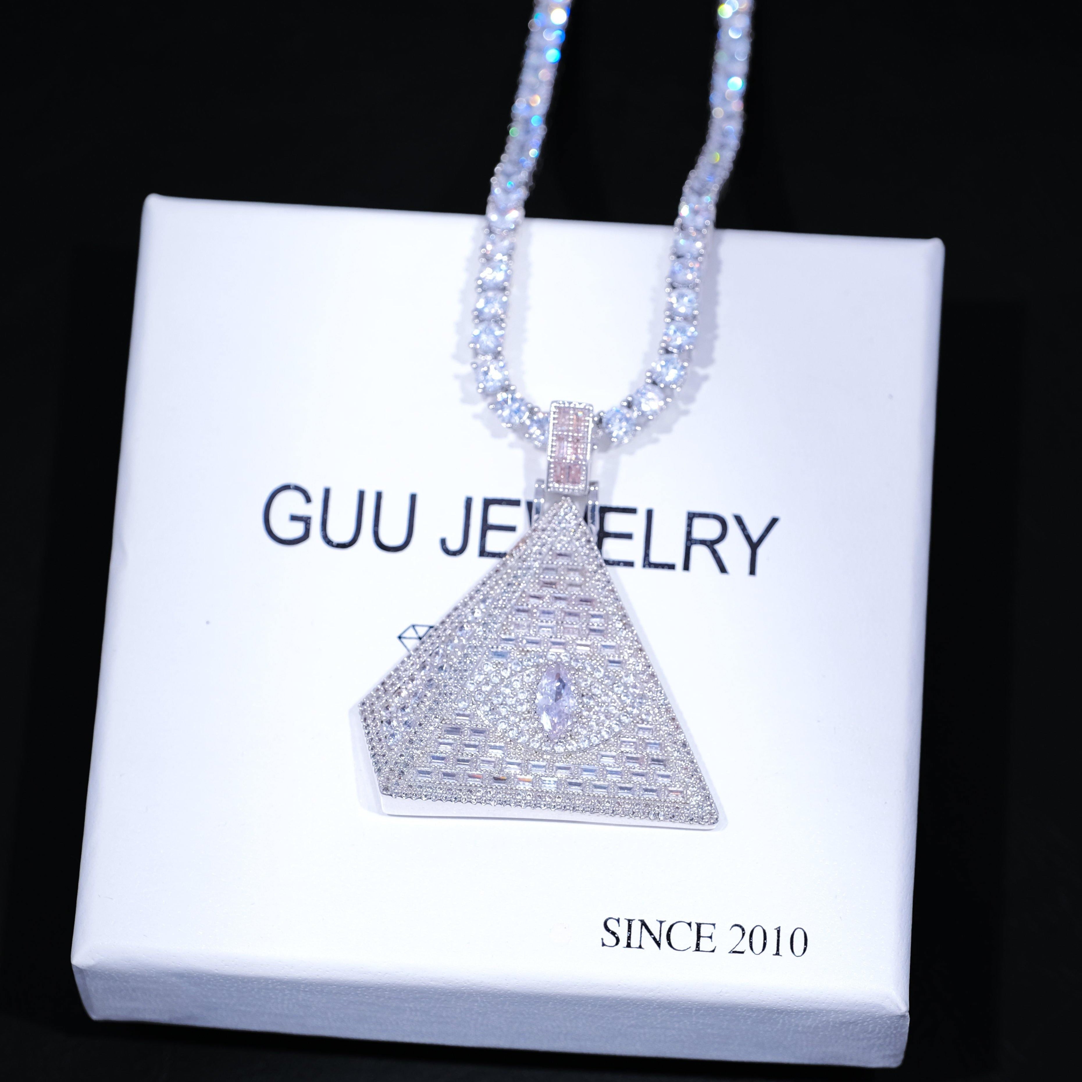 Baguette Pyramid Pendant White Gold