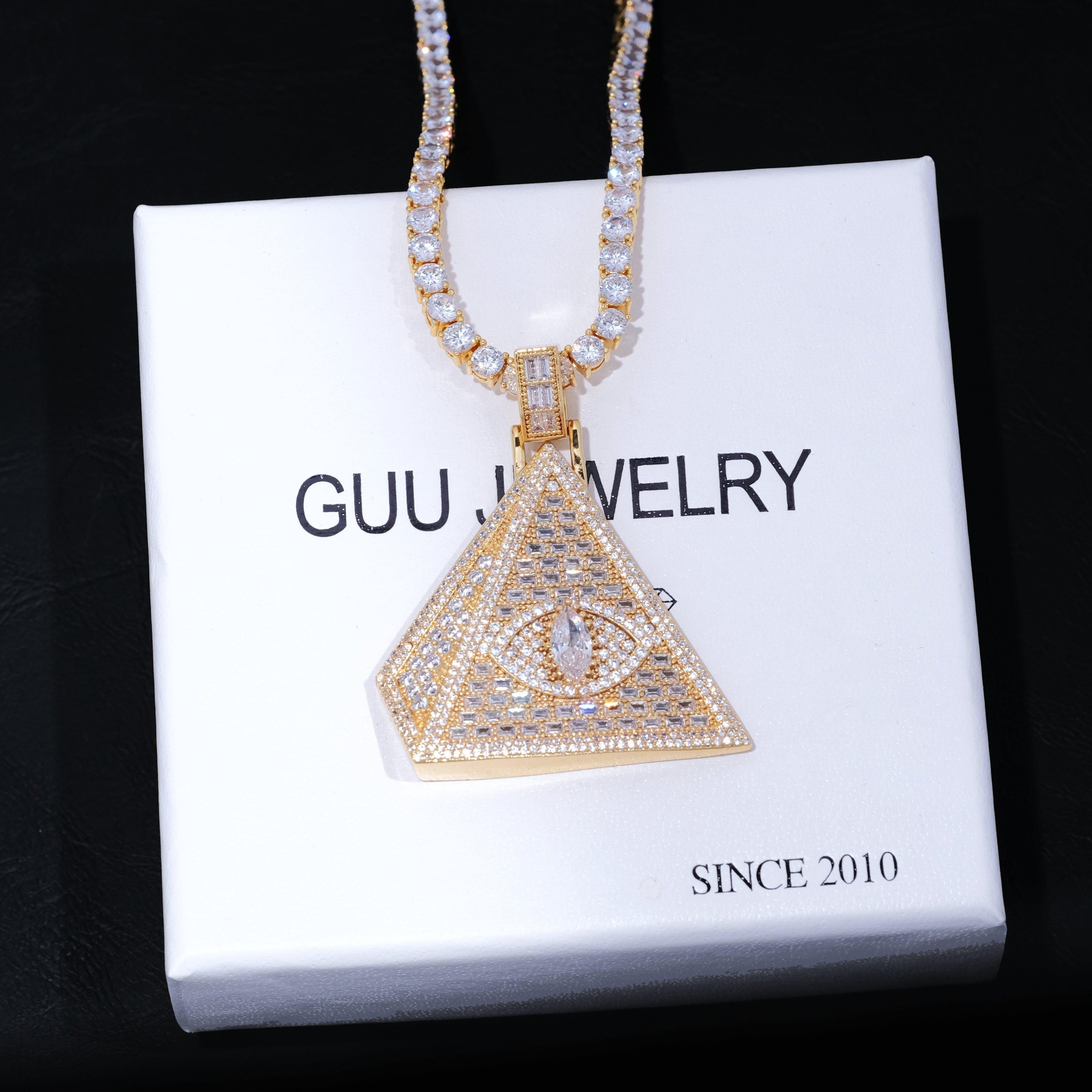 Baguette Pyramid Pendant White Gold
