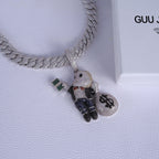Money Bag Boy With Prong Cuban Chain