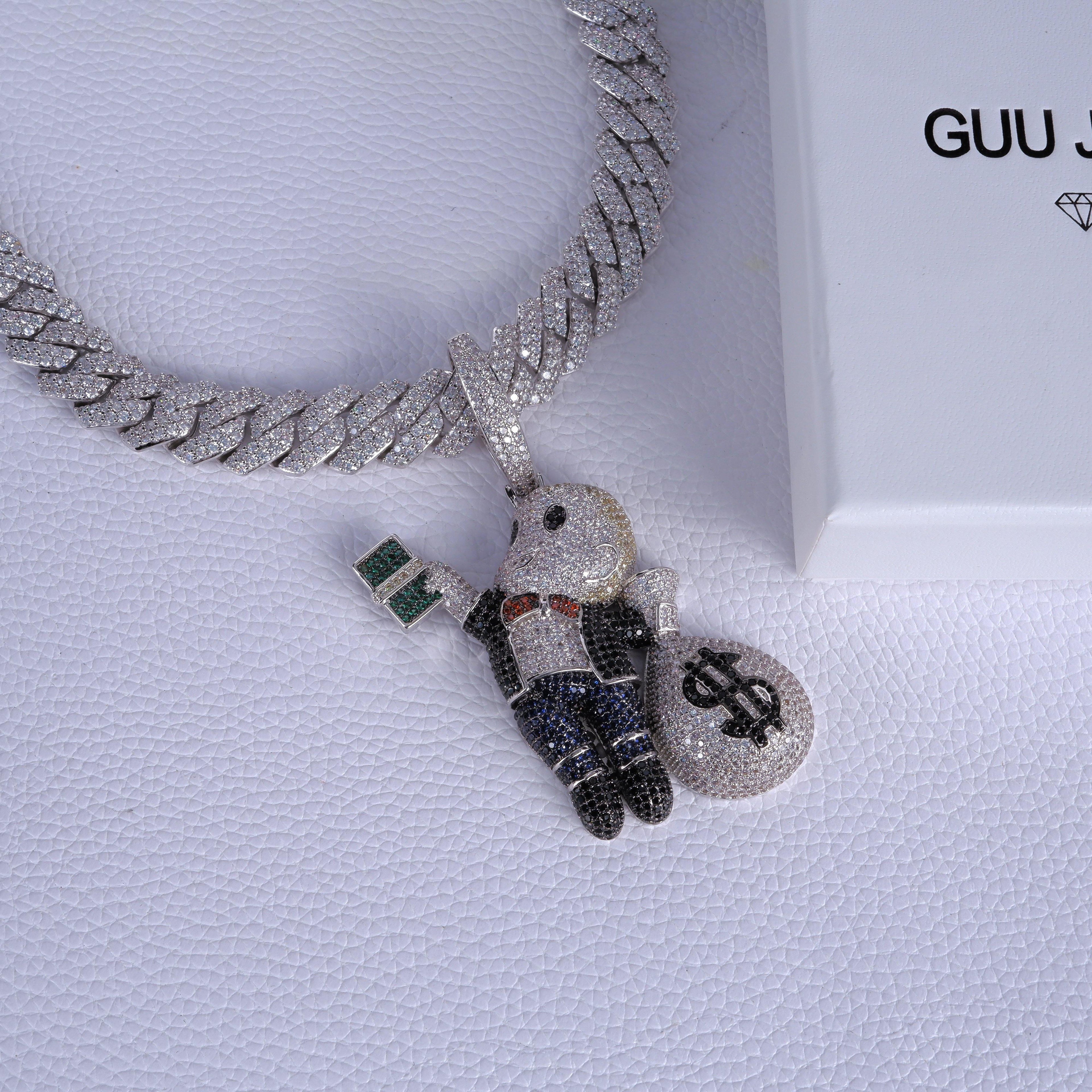 Money Bag Boy With Prong Cuban Chain