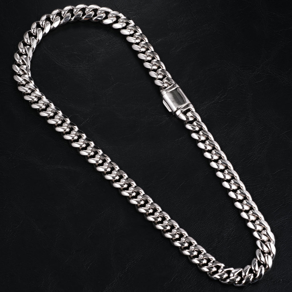 [Box Clasp]12mm Classic Miami Cuban White Gold