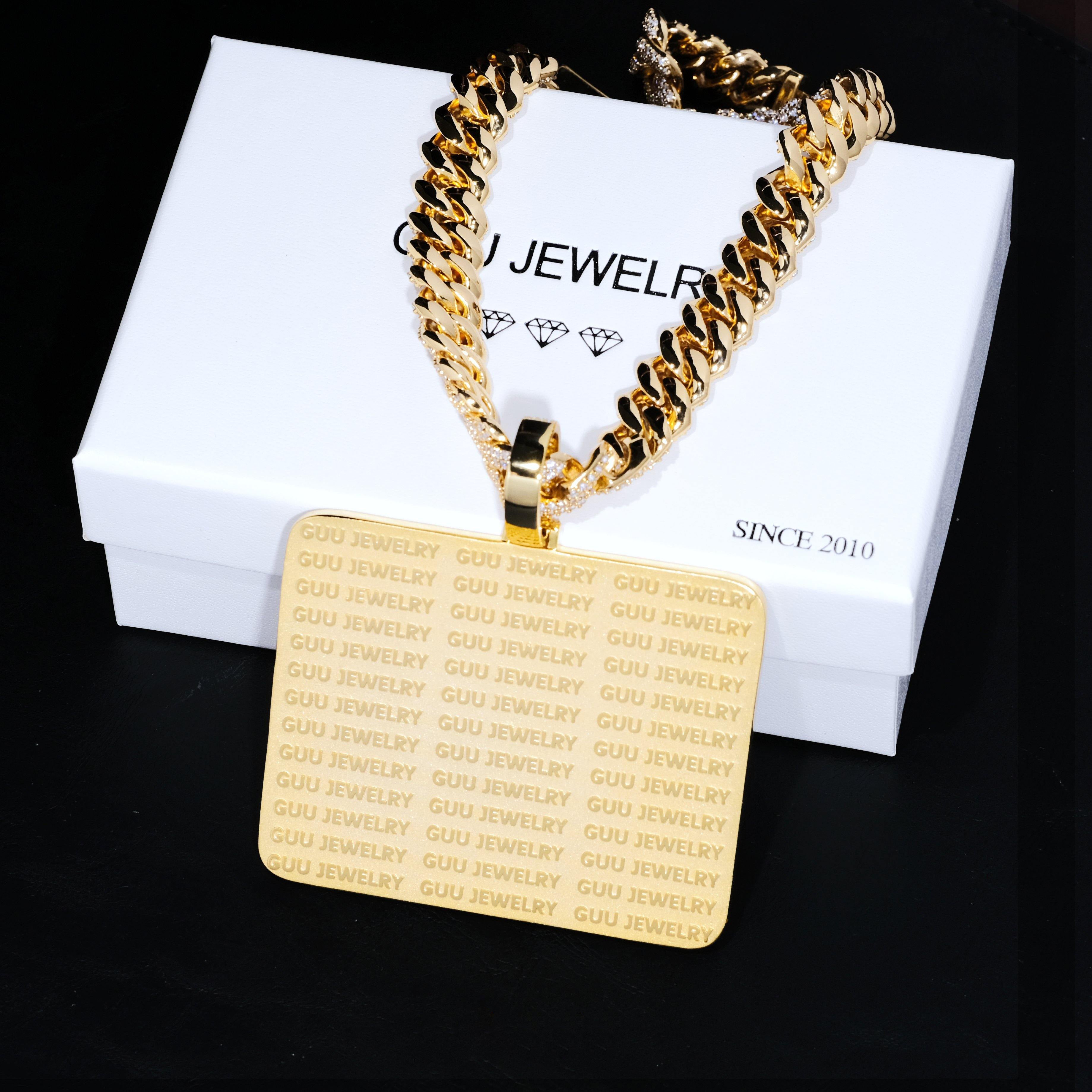 CUSTOM LETTER NECKLACE 3D BIG SQUARE