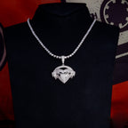 S925 Silver Diamond Heartbeat Music BlingBling Diamond Pendant In Silver