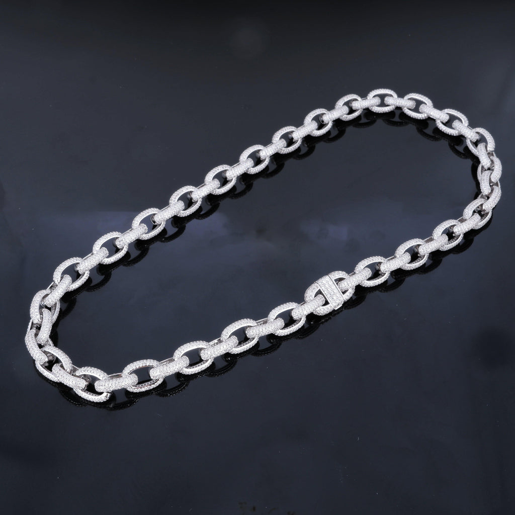 Annular Iced Prong Link Choker in WhiteGold