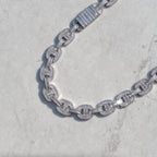 15mm Baguette Mariner Chain White Gold