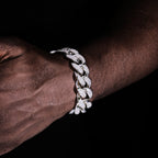 Iced Cuban Link Bracelet (19mm) in White Gold