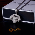 S925 Silver Diamond Heartbeat Music BlingBling Diamond Pendant In Silver