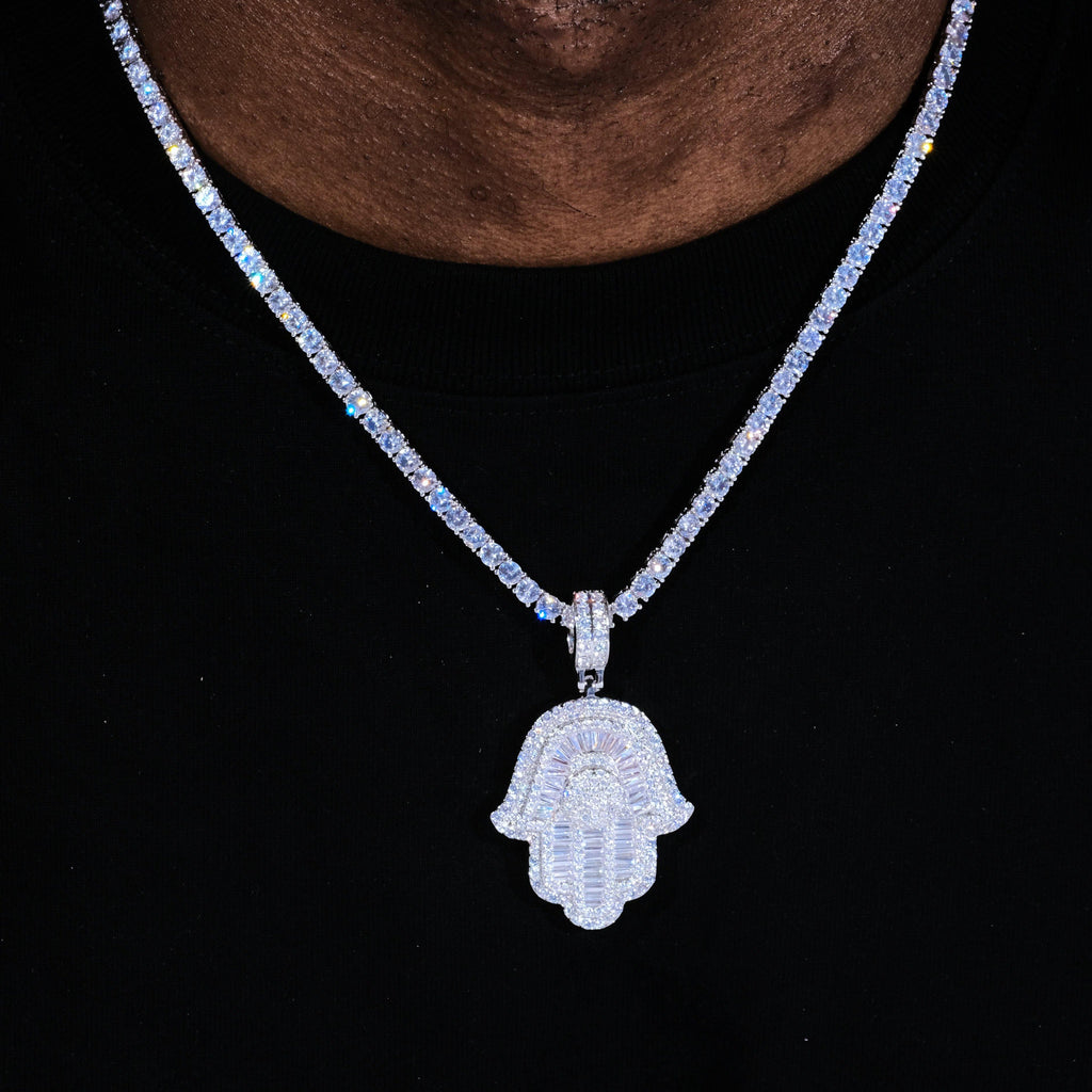 Baguette Hamsa Hand Pendant