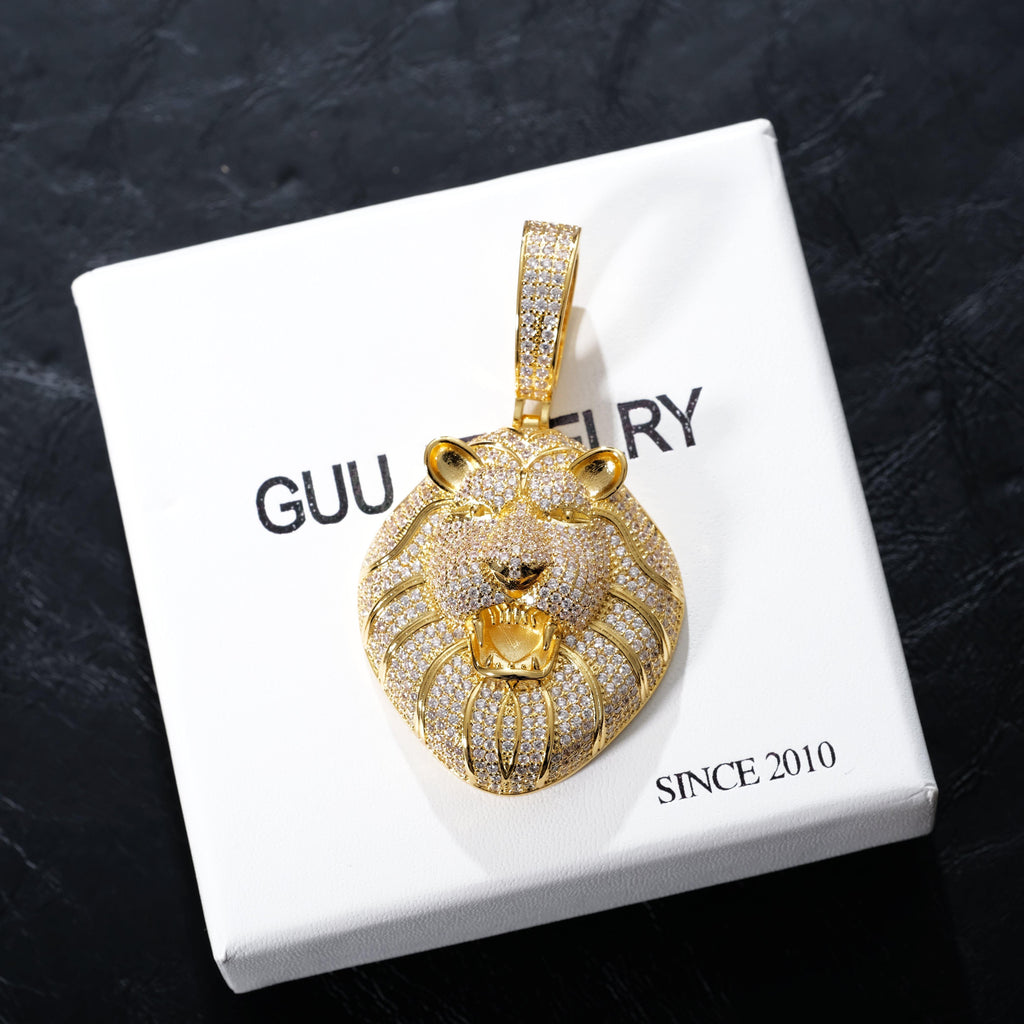 Iced Roaring Lion Necklace