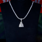 S925 Silver Money purse BlingBling Iced  Pendant In WhiteGold-Plated