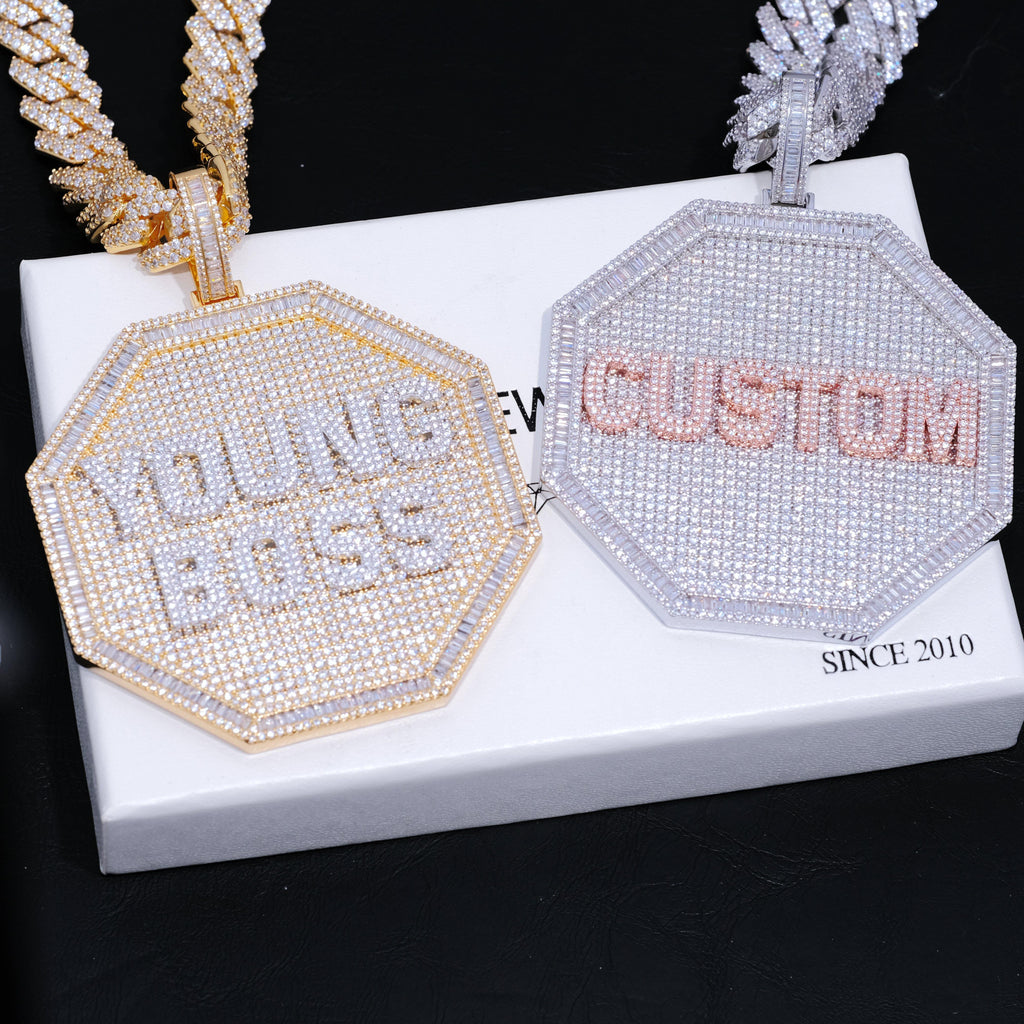 CUSTOM LETTER NECKLACE 3D BIG OCTAGON