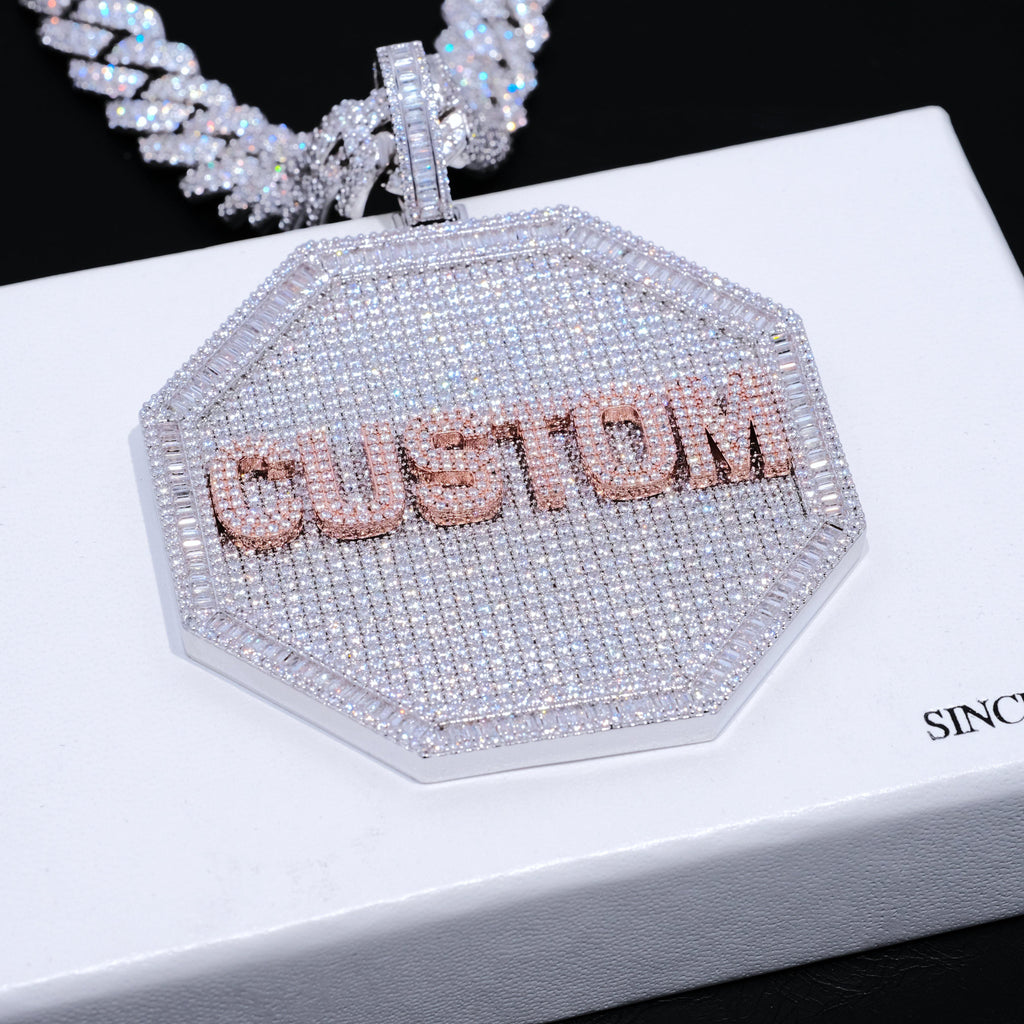 CUSTOM LETTER NECKLACE 3D BIG OCTAGON