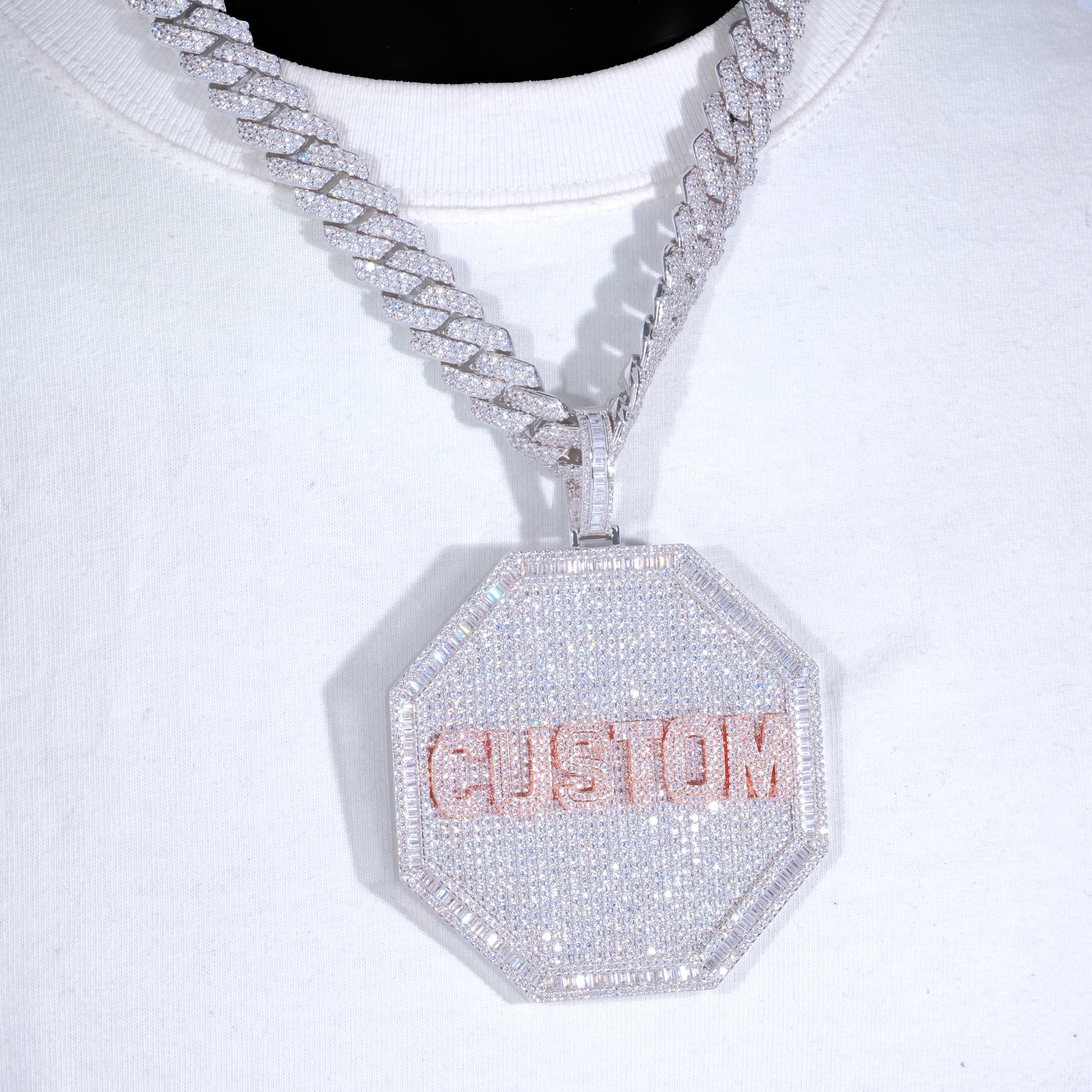 CUSTOM LETTER NECKLACE 3D BIG OCTAGON