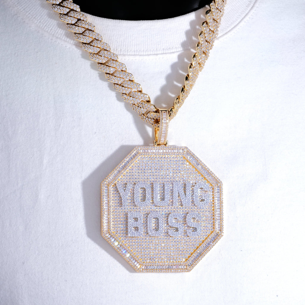 CUSTOM LETTER NECKLACE 3D BIG OCTAGON