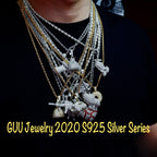 S925 Silver Iced  Round diamond Cross BlingBling Pendant In Gold-Plated