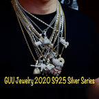 S925 Silver Money purse BlingBling Iced  Pendant In WhiteGold-Plated