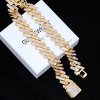 Baguette Channel Set Cuban Necklace (19mm) in Gold
