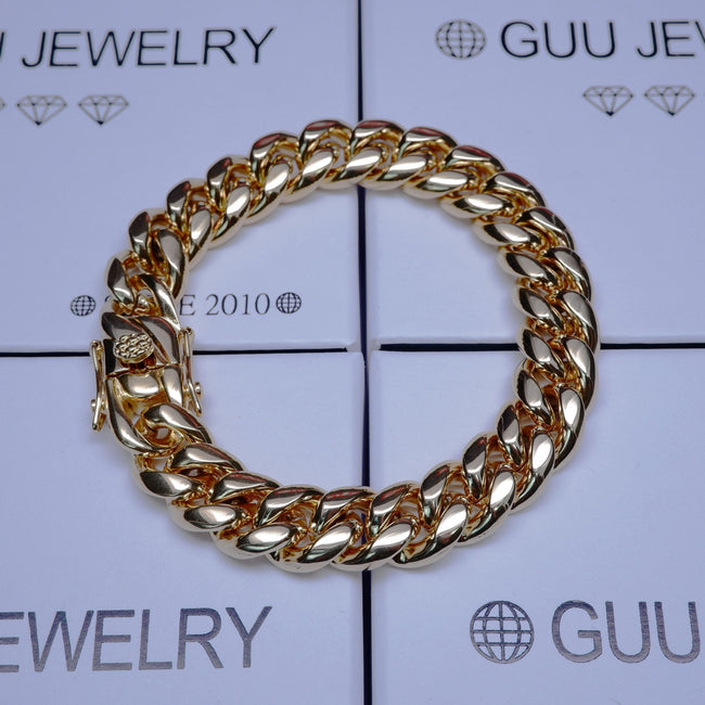 12mm 18K Gold-Plated Classic Miami Cuban Link Bracelet Hover Image