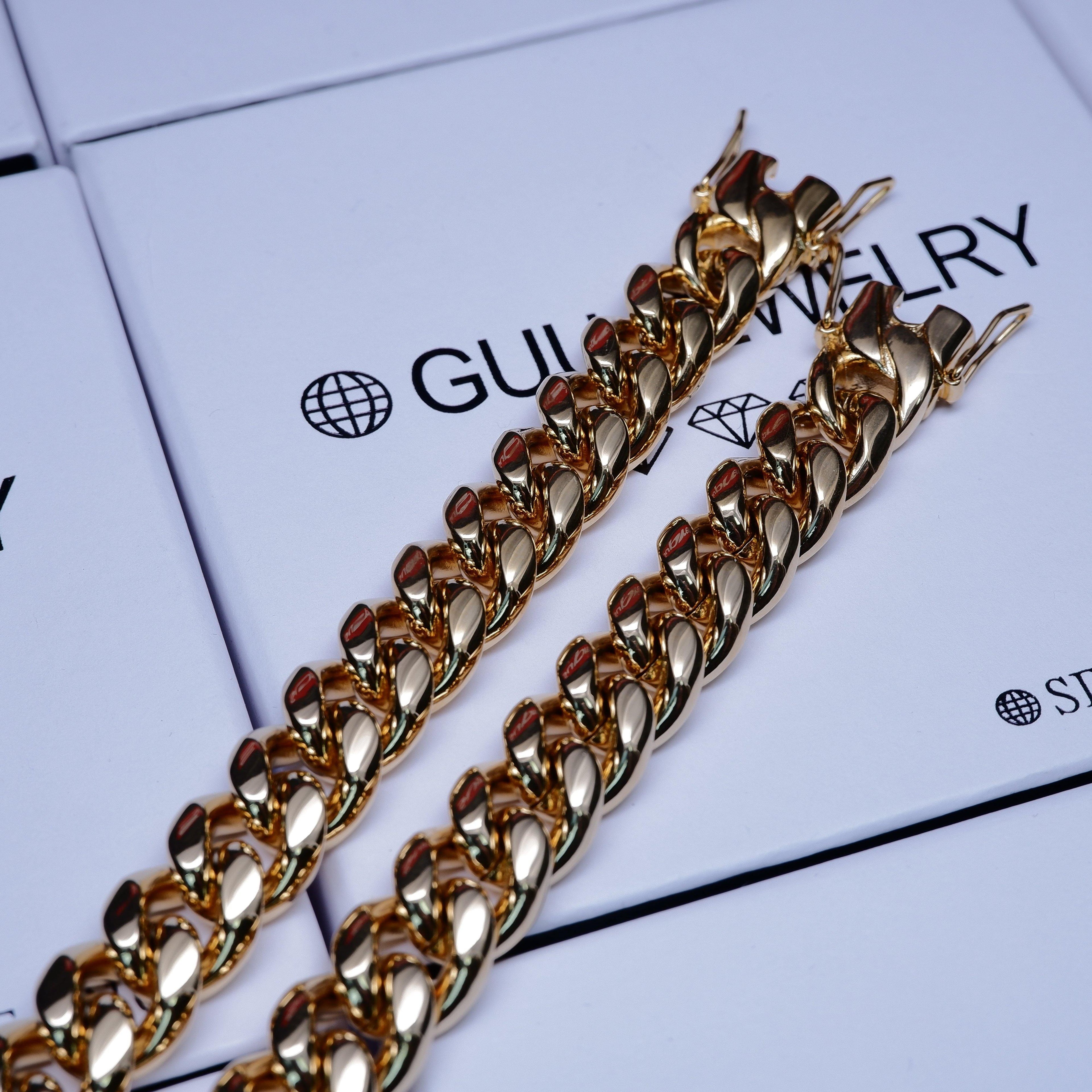 12mm 18K Gold-Plated Classic Miami Cuban Link Bracelet